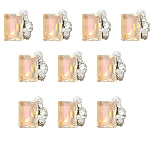 10 Stück/Set Nail Art Short Square Nail Heart Nail Art Strasssteine ​​Nail Art Dekoration Für Frauen Mädchen 10 Stück Herz Nail Nail Rhinestones Nail Art Short Square Nail Charm von jebyltd