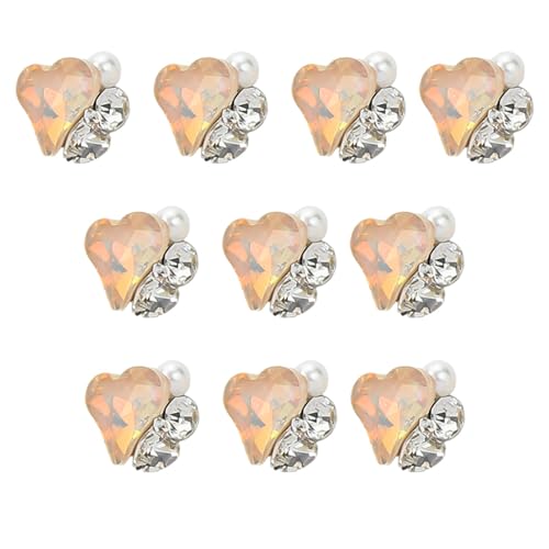 10 Stück/Set Nail Art Short Square Nail Heart Nail Art Strasssteine ​​Nail Art Dekoration Für Frauen Mädchen 10 Stück Herz Nail Nail Rhinestones Nail Art Short Square Nail Charm von jebyltd