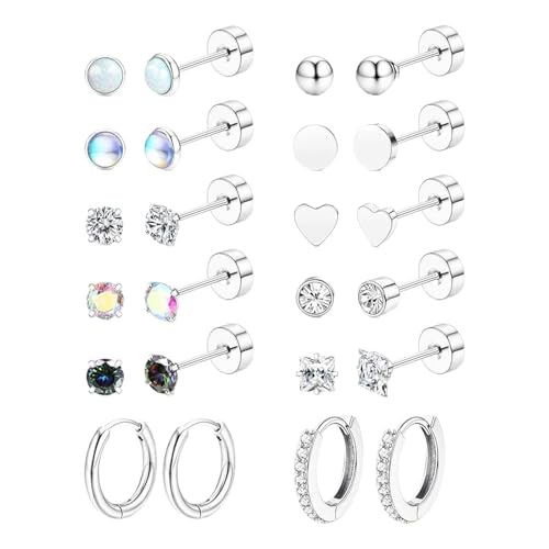12Pairs Ohrring Set Mit Reifen Und Stollen Stilvoller Edelstahl Ohrring Set Für Geschenke Und Personalisierte Verwendung Ohrringe von jebyltd