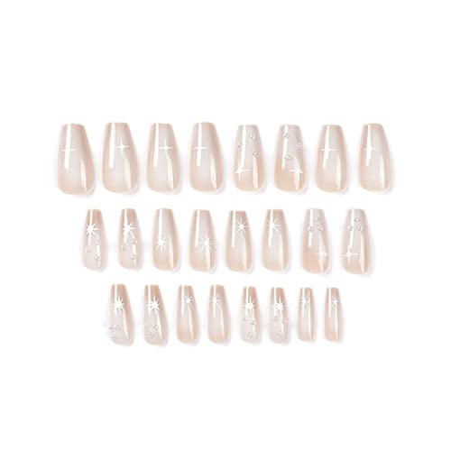 24 Stück Full Cover Long Press On Nails French Tip Fake Nails Einzigartige Dekorationen Acrylnägel Für Frauen Mädchen Full Cover Nails Clear Full Cover Nails Short Sarg Full Cover Nails Square Short von jebyltd