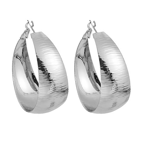 Breite Ohrringe Modes Statement Juwely Iron Textur Trendy Ohrschmuck Für Tägliche Wear Partys Event Mehrfach Outfit Wide Hoop Ohrringe von jebyltd