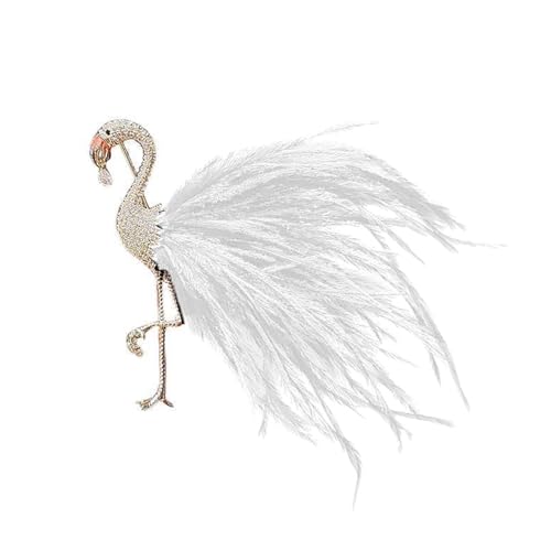 Einzigartige Flamingo Gefiederte Brosche Mit Zirkonsteinen Leichtes Lampen Pin Statement Accessoire Für Jacken Kleider Vielseitiges Outfit Accessoire von jebyltd