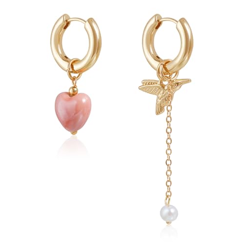 Geometrische Vogelform Nicht Übereinstimmende Herzohrringe Retro Stile Schmuck Leichtgewichtler Accessoires Für Tägliche Verschleiß Geometrischer Form Ohrringe von jebyltd