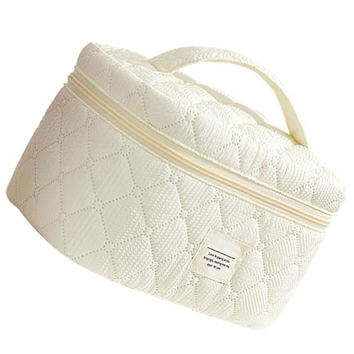 Gesteppte Baumwollkosmetikbeutel Große Kapazität Make Up Beutel Reisen Toilettenbeutel Mit Für Frauen Tragbare Make Up Kupplung von jebyltd