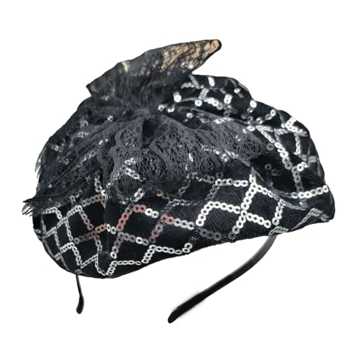 High Skull Spitze Bowtie Stirnband Französisch Pailletten Halbhut Haarhoop Weibliche Teaparty Haare Für Formelle Haardekoration Abendparty Kopfbedeckung Für Weiblich von jebyltd