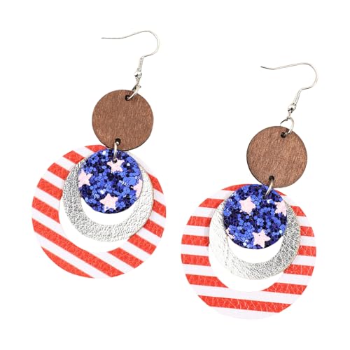 Independence Day Theme Ohrringe Einzigartiger Ohrschmuck Dangle Ohrringe Mit Sternleder Textur Geeignet Für Festival Wear Celebration Hoop von jebyltd