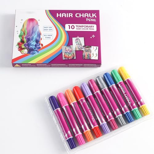 Kreative Haarfarbe Kreide Set 10pcs Einzigartige Schatten Sicherer Temporärer Farbstoff Für Teenager Mädchen Geschenkhaarstyling Für Dunkle Haare Party Haarzubehör Für Kinder von jebyltd