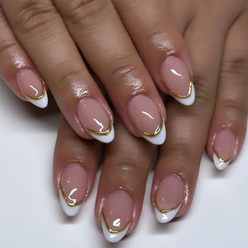 Mandel False Nails Mit Französischen Weißen Spitzen Kurze Presse ONS Nägel Gel Stock Auf Modedekoration Für Frauen Französische Mandel False Nails Mit Französischen Weißen Spitzen Kurze Presse ONS Nägel Gel Stock Auf Modedekoration Für Frauen Französische von jebyltd