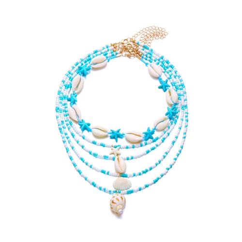 jebyltd Multi Layer Nackenkette Verstellbare Länge Natürliche Strandhülle Halskette Für Frauen Handgefertigt Mode Schmuck Verstellbare Strand Halskette von jebyltd