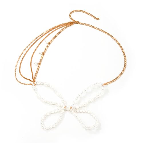 Multi Layer Taillenkette Bauchkette Mit Schmetterlingsbrand Und Runden Perlen Stilvoller Körperschmuck Für Besondere Anlässe Party Tragen Perlenkörper von jebyltd