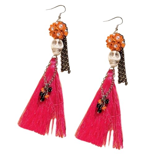 Perlen Tassels Skull Ohrringe Rose Ohrringe Urlaubsfeier Legierung Harz Für Feierlichkeiten Einzigartige Halloween Ohr Accessoires von jebyltd