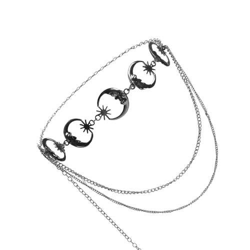 Retros Metal Moon Taille Kette Trendy Doppelschichten Taillengürtel Paillon Körperkette Für Vielseitiges Styling Blings Körper von jebyltd