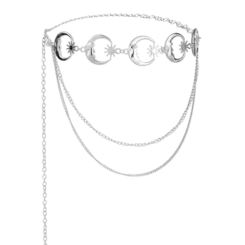 Retros Metal Moon Taille Kette Trendy Doppelschichten Taillengürtel Paillon Körperkette Für Vielseitiges Styling Blings Körper von jebyltd