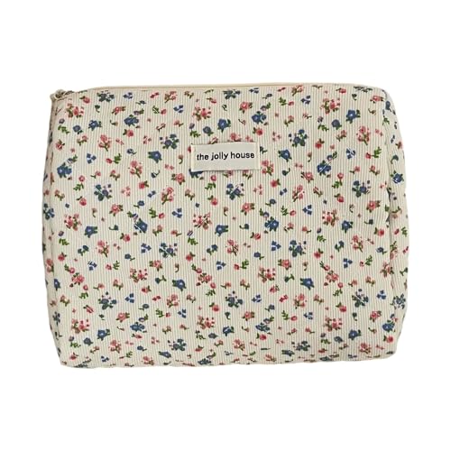 jebyltd Soft Cord Cosmetic Case Country Floraldruck Geräumiger Make Up Tasche Reisen Toilettenorganisatoren Für Frauen Und Mädchen Blumen Make Up Tasche von jebyltd