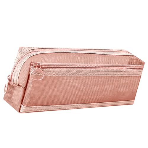 jebyltd Doppelschichten Meshes Bleistiftkoffer Stiftbeutel Große Kapazität Stiftkoffer Beutel Klare Tasche Für Schüler Klar Doppelschichten Mesh Organisatoren von jebyltd