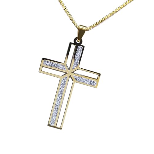 jebyltd Edelstahl Strasssteine Kruzifix Halskette Unisex Choker Religiöser Heckkettenschmuck Für Männer Und Frauen Christlicher Religionsschmuck von jebyltd