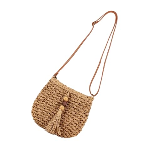 jebyltd Frauen Böhmisch Handgefertigter Gewebter Strohbeutel Für Strandreisen Und Lässige Crossbody Geldbörse Mit Quasten Stilvolle Frauentasche von jebyltd