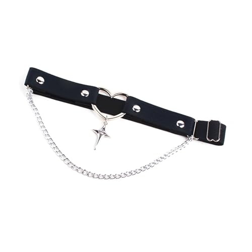 jebyltd Frauen Ein Verstellbarer Schnallen Herz Beinkabelbaum Mit Sternkette Anhänger Faux Leder Oberschenkel Gürtel Für Festivals Partys Verstellbarer Punk Oberschenkel Strumpfbandgürtel von jebyltd