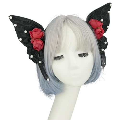 jebyltd Gothic Butterfly Hair Schmuck Kristallperlen Haarband Kopfstück Für Rollenspiele Und Fotoshootings Fairys Stirnband Mit Flügel von jebyltd