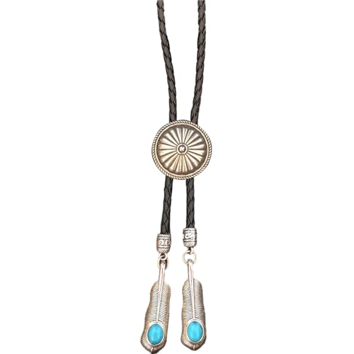 jebyltd Männer Frauen Vintage Bolotie Antique Carving Blumenschmuck Krawatte Western Lederseil Halskette Mit Gefiedertem Anhänger Einzigartiger Geschnitzter Schmuck von jebyltd