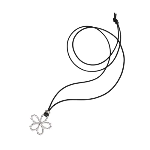 jebyltd Mode Hohle Blumen Halskette Einstellbare Länge Schwarze Leder Choker Für Trendige Frauen Handgefertigte Schmuckgeschenke Böhmische Blumenheize Halskette Für Frauen von jebyltd