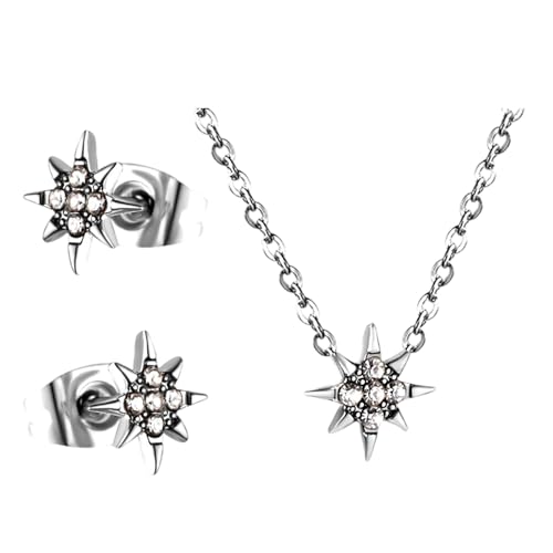 jebyltd Mode Weiße Diamonds Schmuck Set Elegante Star Anhänger Ohrringe Und Halskette Handgefertigtes Geschenk Für Frauen Und Mädchen Lucky Star Halskette Ohrringe von jebyltd