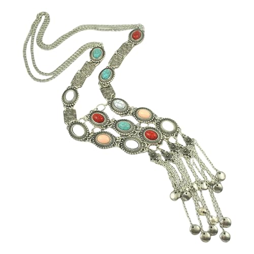 jebyltd Retros Ethnische Halskette Mit Türkiser Frauen Quasten Halskette Für Modeliebhaber Langes Pulloverkette von jebyltd