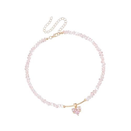 jebyltd Romantik Herzkristallglas Perlen Halskette Handgefertigtes Schlüsselbeutelkettenschmuck Geeignet Für Geschenke Und Individuelle Sammlung Glatte Polierte Glasperlenzubehör Geeignet von jebyltd