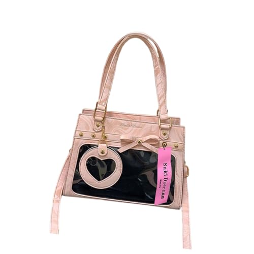 jebyltd Schöne Bögen Oberen Tasche PU Leder Crossbody Tasche Handtasche Japanische Stile Itabag Schulter Klare Stift Anzeigen Große Kapazität Itabag Clear Pin Display Handtasche Schulter Crossbody von jebyltd