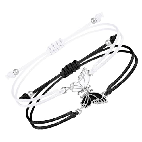 jebyltd Set Von 2 Freundschaftsarmbändern Für Mädchen Und Kinder Eleganter Schmetterling Charme Handchain Handgefertigte Freundin Geschenke Freund Armbänder von jebyltd