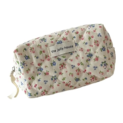 jebyltd Soft Cord Cosmetic Case Country Floraldruck Geräumiger Make Up Tasche Reisen Toilettenorganisatoren Für Frauen Und Mädchen Blumen Make Up Tasche von jebyltd