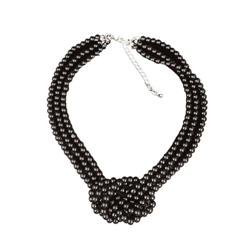 jebyltd Stilvolle Farbblöcke Imitation Perlen Perlen Halskette Mehrstufige Neckkette Verstellbare Länge Schlüsselbein Ketten Juwely Formal Event Halskette von jebyltd