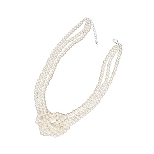 jebyltd Stilvolle Farbblöcke Imitation Perlen Perlen Halskette Mehrstufige Neckkette Verstellbare Länge Schlüsselbein Ketten Juwely Formal Event Halskette von jebyltd