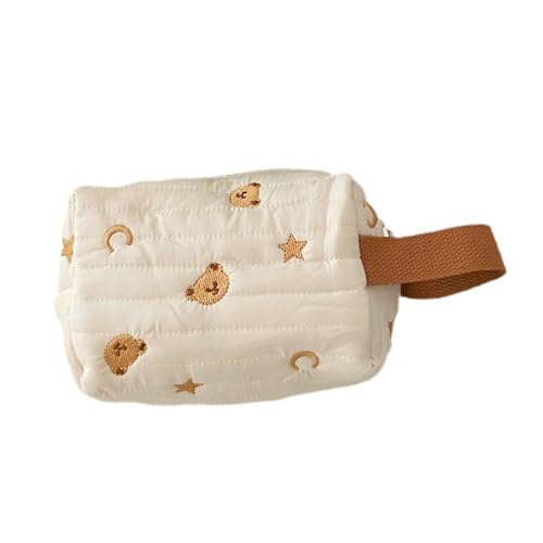 jebyltd Tragbare Frauen Make Up Beutel Mit Cartoonbären Stickmuster Baumwollgewebe Kosmetischer Taschen Aufbewahrung Organisierter Gestickter Make Up Tasche von jebyltd