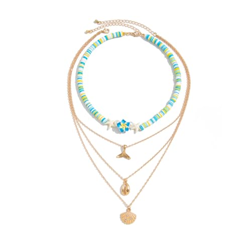 jebyltd Weiche Keramikperlen Handgefertigte Halskette Einstellbare Mehrschichtige Nackenkette Für Frauen Natürlicher Strand Mode Schmuck Halskette von jebyltd