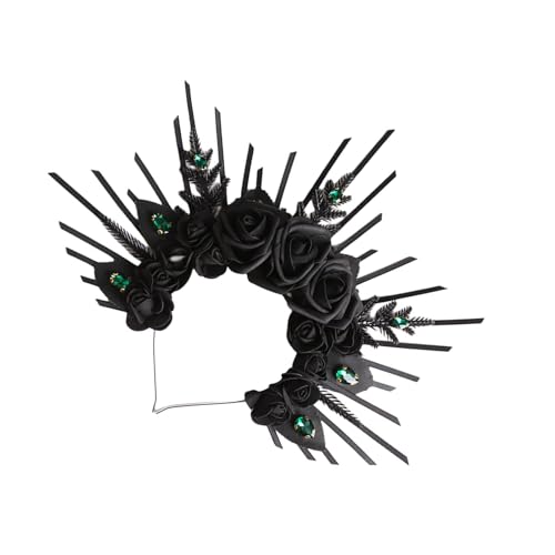 jebyltd Weiche Und Robuste Rosenblumenstirnband Bequemes Stirnband Haare Für Halloween Oder Cosplay Event Trendige Dunkle Ästhetik von jebyltd