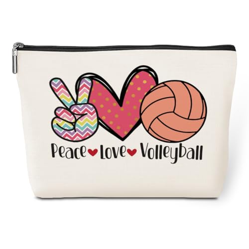 jeilink Lustige Peace Love Make-up-Tasche Fußball Volleyball Cheerleading Reise Kulturbeutel für Frauen Freunde Sport Team Liebhaber Kollegen Boss Coach Frauen Geburtstag Weihnachten Ruhestand von jeilink