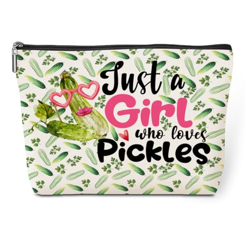 jeilink Niedliche Pickle Make-up-Tasche Gurke Geschenke Kosmetiktaschen Lustige Gurke Geschenke für Pickle Liebhaber Pickle Stuff Merch für Frauen, Mehrfarbig 50, 9.8x7 Inches von jeilink