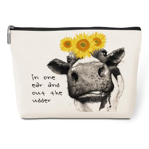 jeilink Western-Kosmetiktasche, Kuh-Geschenke für Kuh-Liebhaber, Make-up-Tasche, Kuh-Druck, Geburtstag, Dankeschön, Geschenke für Frauen, OneEar, 9.8x7 Inches jeilink Western-Kosmetiktasche, Kuh-Geschenke für Kuh-Liebhaber, Make-up-Tasche, Kuh-Druck, Geburtstag, Dankeschön, Geschenke für Frauen, OneEar, 9.8x7 Inches von jeilink