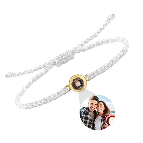 Personalisiertes Fotoprojektionsarmband Personalisierte Fotoarmbänder Ich liebe dich Armband 100 Sprachen Verstellbares geflochtenes Seilarmband mit Bild im Inneren Charm Armreif Schmuck Geschenk von jejego