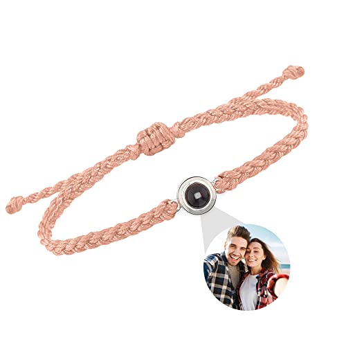 Personalisiertes Fotoprojektionsarmband Personalisierte Fotoarmbänder Ich liebe dich Armband 100 Sprachen Verstellbares geflochtenes Seilarmband mit Bild im Inneren Charm Armreif Schmuck Geschenk von jejego