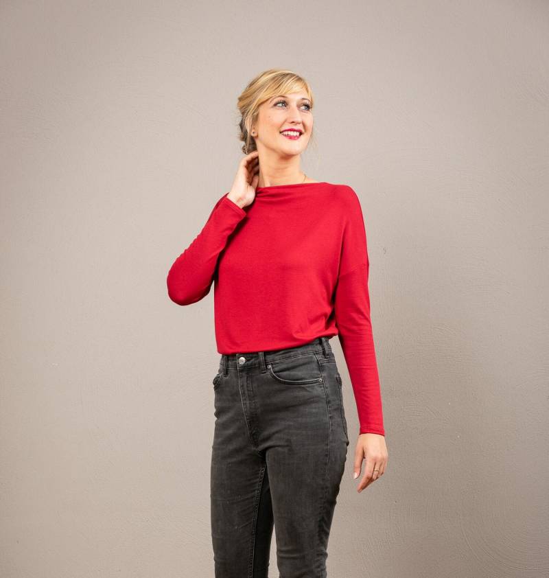 Schlichter Basic Pulli Aus Rotem Viskosestrick - Aennie von jekyllundkleid