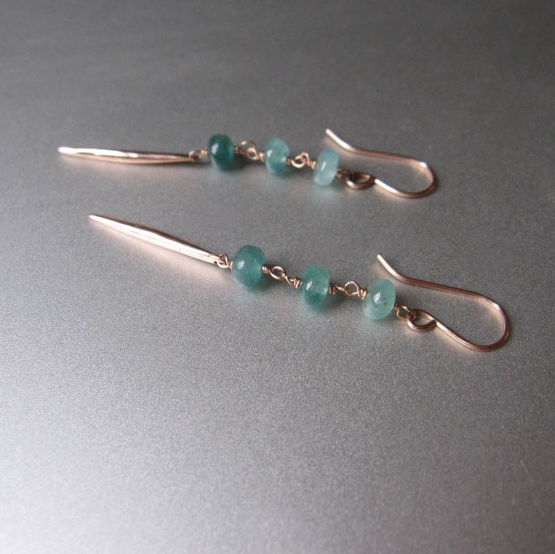Grüner Grandidierit Und 14K Rose Gold Spike Solid Ohrringe von jenco8