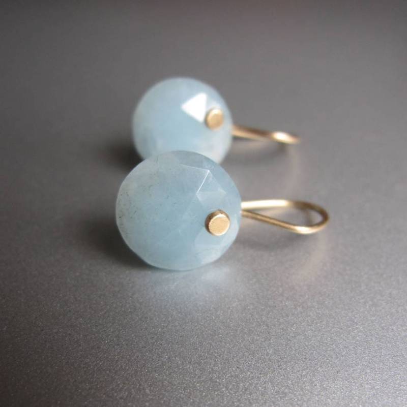 Rose Cut Aquamarin Button Tropfen Solid 14 Gold Ohrringe Rose Cut Aquamarin Button Tropfen Solid 14 Gold Ohrringe von jenco8