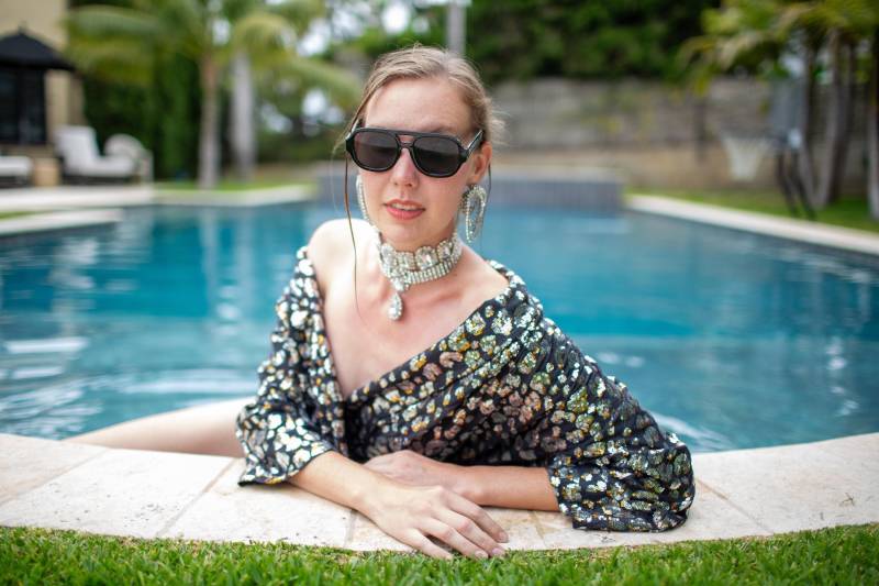 Leopard Pailletten Dolman Wrap Kimono Top Leopard Pailletten Dolman Wrap Kimono Top von jennafergrace