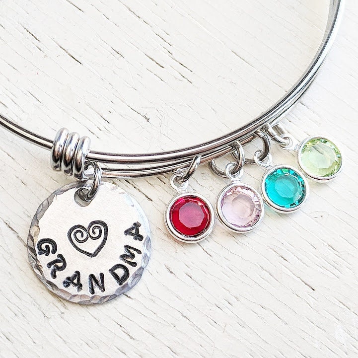 Geburtsstein Oma Armreif, Nana Geschenk, Birthstone Schmuck, Swarovski Birth, Großmutter Schmuck von jennascifres