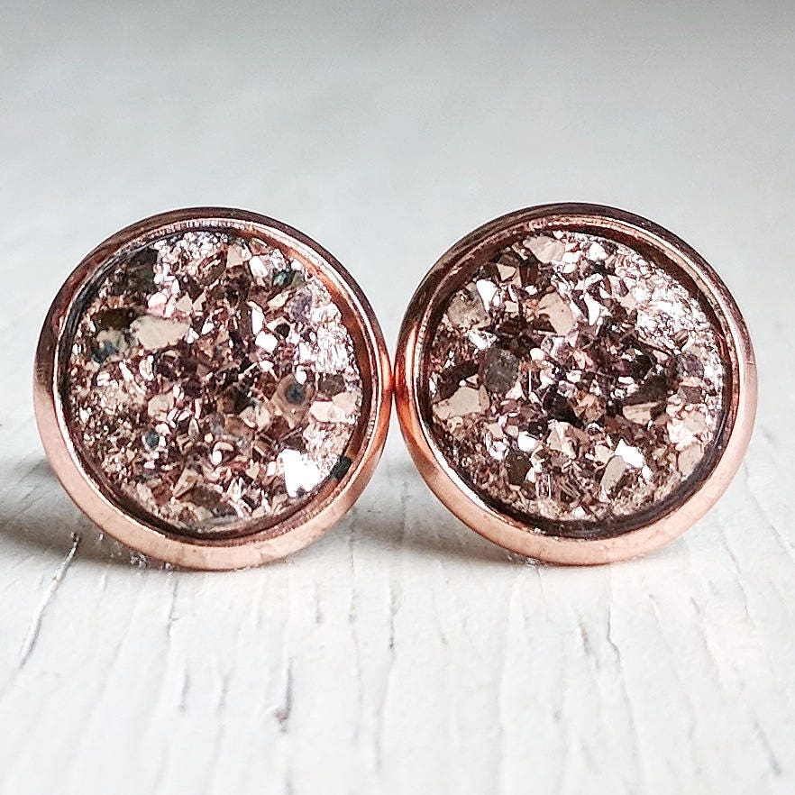 Rose Gold Auf - Druzy Ohrstecker Ohrringe Hypoallergen Beiträge Ohrstecker, Geschenke Für Sie, Minimalistisch Rose Gold Auf - Druzy Ohrstecker Ohrringe Hypoallergen Beiträge Ohrstecker, Geschenke Für Sie, Minimalistisch von jennascifres