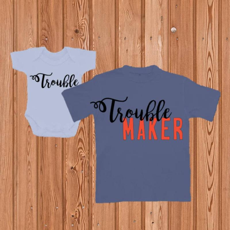 Semi-Custom Trouble/Trouble Maker Shirt-Set Für Eltern Und Kind von jenncatsmeow