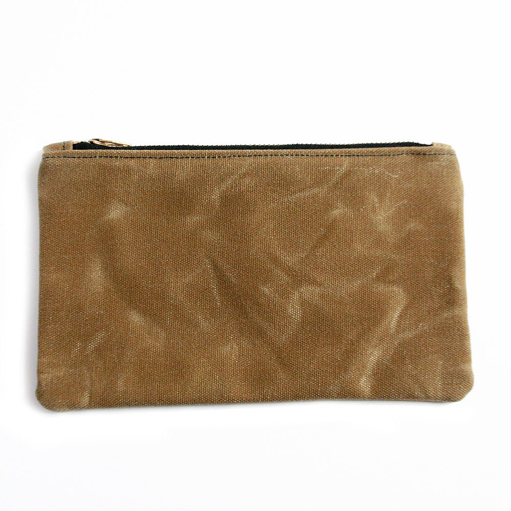 Sand Gewachster Beutel, Gewachste Leinwand, Reißverschluss-Beutel, Federmäppchen, Reisebeutel, Stiftetasche, Federmäppchen von jennengStudio
