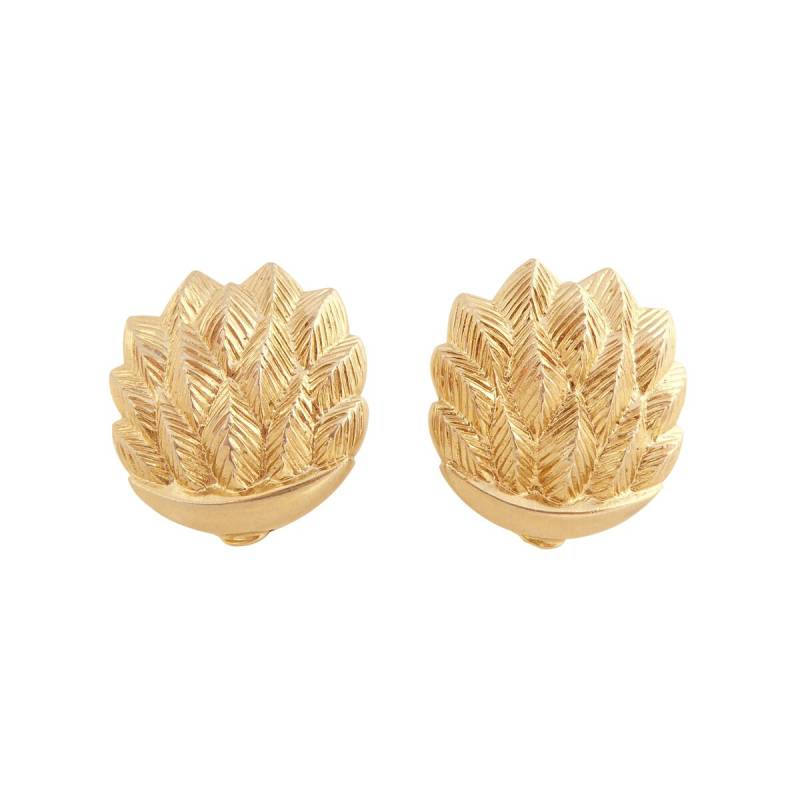 1960S Vintage Monet Blatt-Cluster Boho Festival Statement Große Ohrclips Hell Gold Geätzt von jennydayco